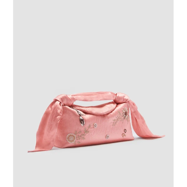 Erdem East West Bloom Bag in Peony Textured Satin | Shoulder & Crossbody Bags | Coveti