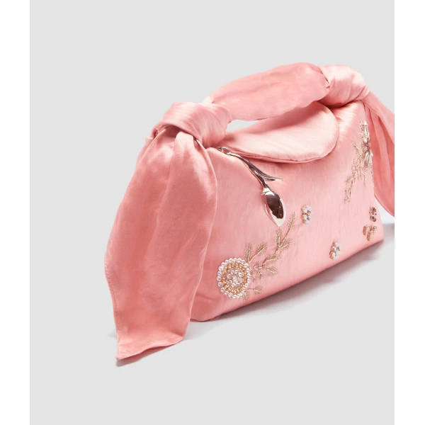 Erdem East West Bloom Bag in Peony Textured Satin | Shoulder & Crossbody Bags | Coveti