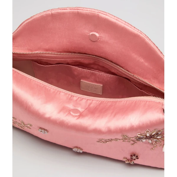 Erdem East West Bloom Bag in Peony Textured Satin | Shoulder & Crossbody Bags | Coveti