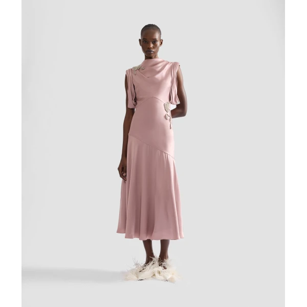 Erdem Embellished Satin Midi Dress | Midi Dresses | Coveti