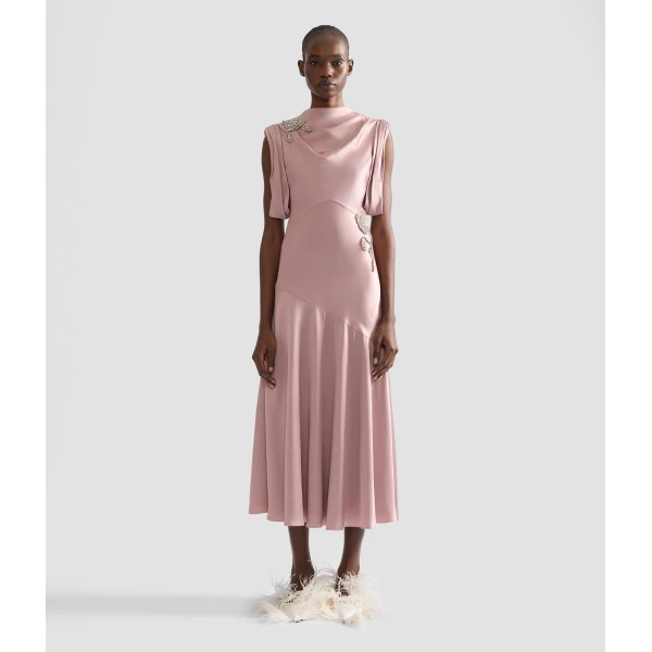 Erdem Embellished Satin Midi Dress | Midi Dresses | Coveti