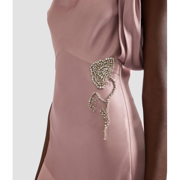 Erdem Embellished Satin Midi Dress | Midi Dresses | Coveti