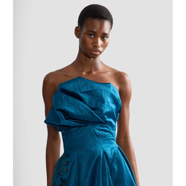 Erdem Embroidered Textured Satin Bustier Gown | Evening Gowns | Coveti