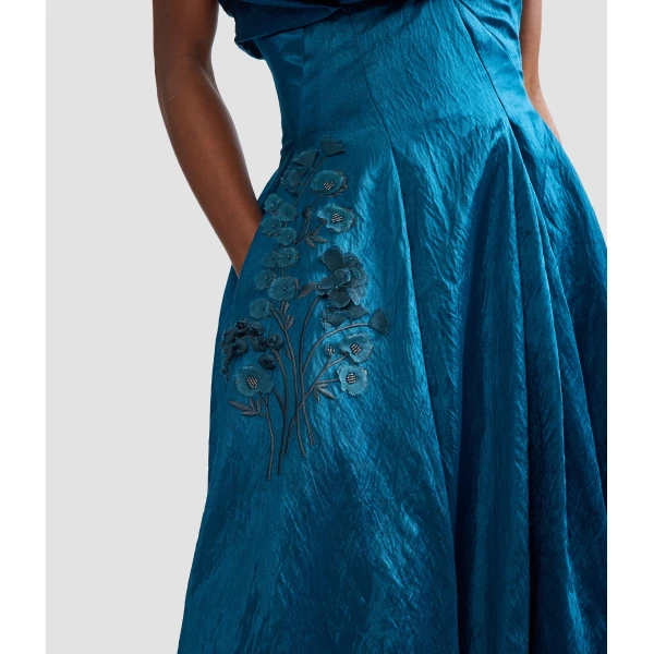 Erdem Embroidered Textured Satin Bustier Gown | Evening Gowns | Coveti