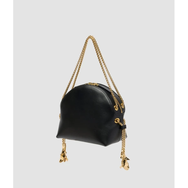 Erdem Flora Chain Bag in Black Leather | Shoulder & Crossbody Bags | Coveti