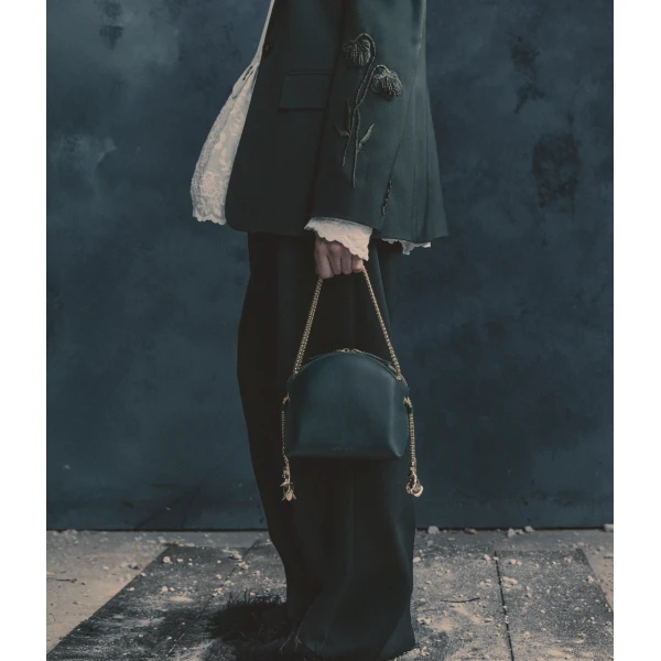 Erdem Flora Chain Bag in Green Leather | Shoulder & Crossbody Bags | Coveti