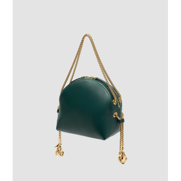 Erdem Flora Chain Bag in Green Leather | Shoulder & Crossbody Bags | Coveti