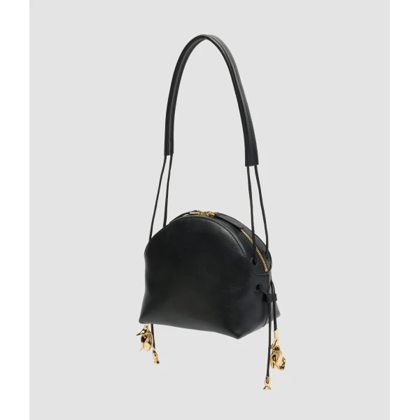 Erdem Flora Shoulder Bag in Black Leather | Shoulder & Crossbody Bags | Coveti