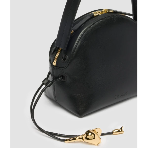 Erdem Flora Shoulder Bag in Black Leather | Shoulder & Crossbody Bags | Coveti