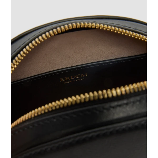 Erdem Flora Shoulder Bag in Black Leather | Shoulder & Crossbody Bags | Coveti