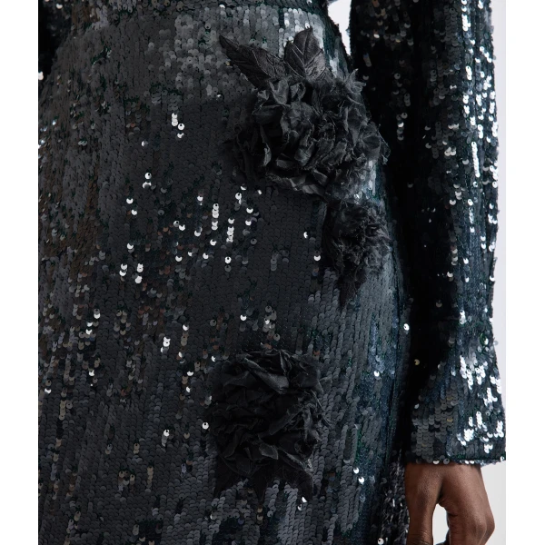 Erdem Floral Applique Sequin Midi Pencil Skirt | Pencil Skirts | Coveti