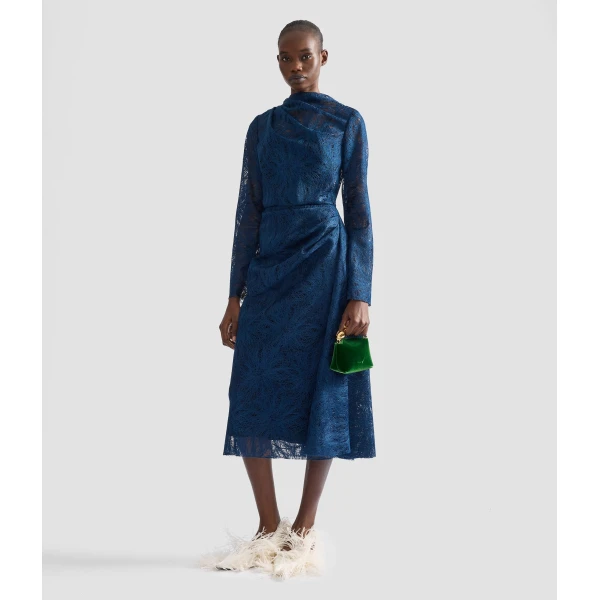 Erdem Floral Lace Draped Midi Dress | Midi Dresses | Coveti