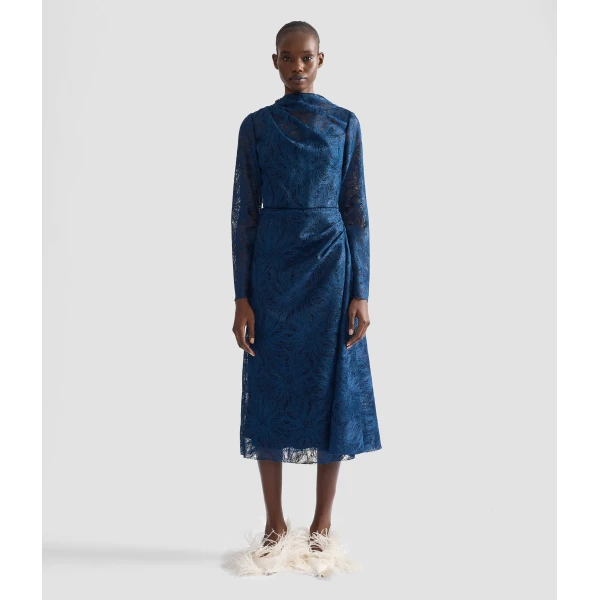 Erdem Floral Lace Draped Midi Dress | Midi Dresses | Coveti