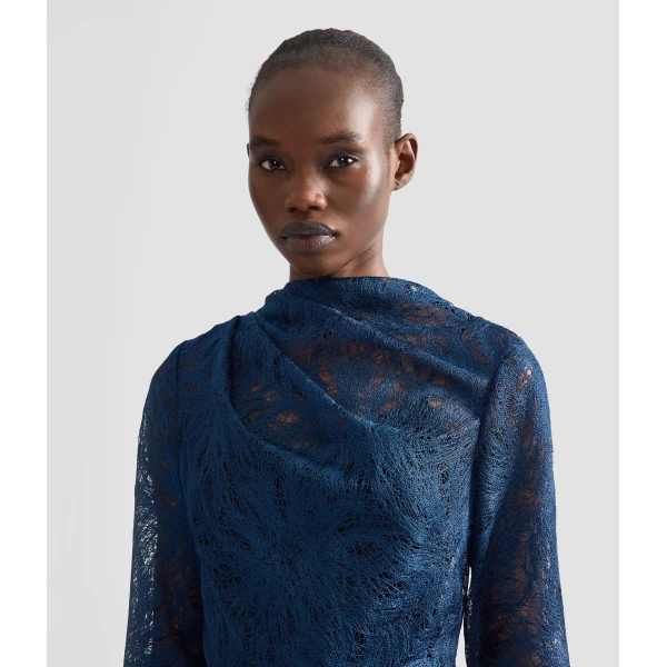Erdem Floral Lace Draped Midi Dress | Midi Dresses | Coveti