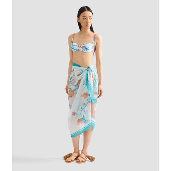 Erdem Floral Print Cotton Voile Pareo | Beachwear | Coveti