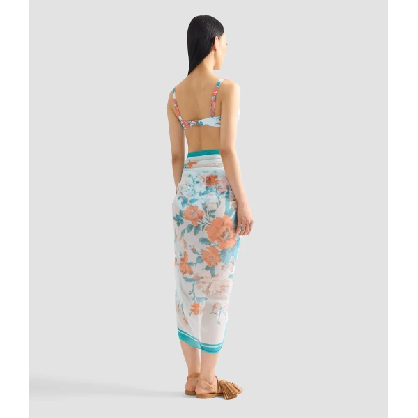 Erdem Floral Print Cotton Voile Pareo | Beachwear | Coveti