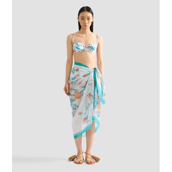 Erdem Floral Print Cotton Voile Pareo | Beachwear | Coveti