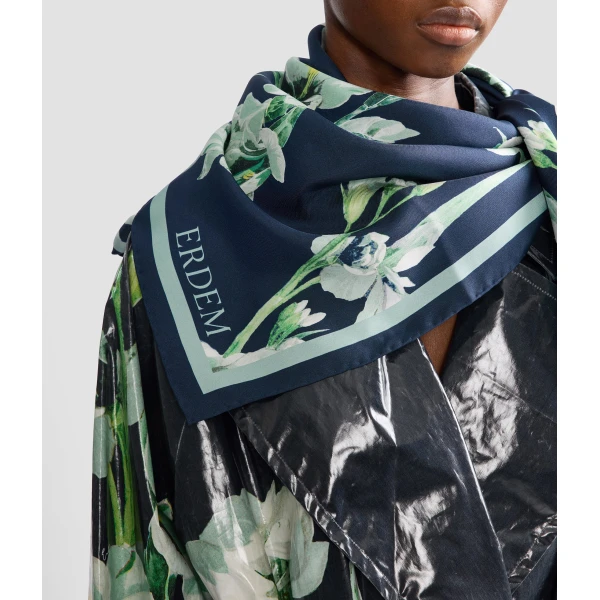 Erdem Floral Print Silk Scarf | Scarves | Coveti