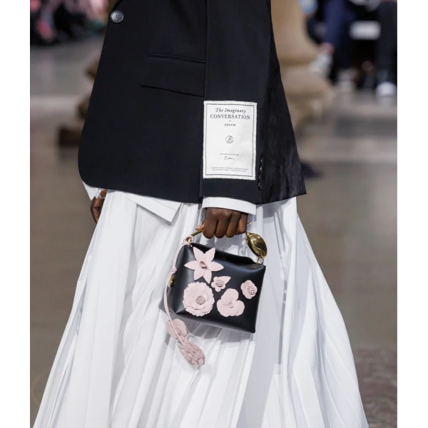 Erdem Flower Leather Charm in Blush | Bag charms | Coveti