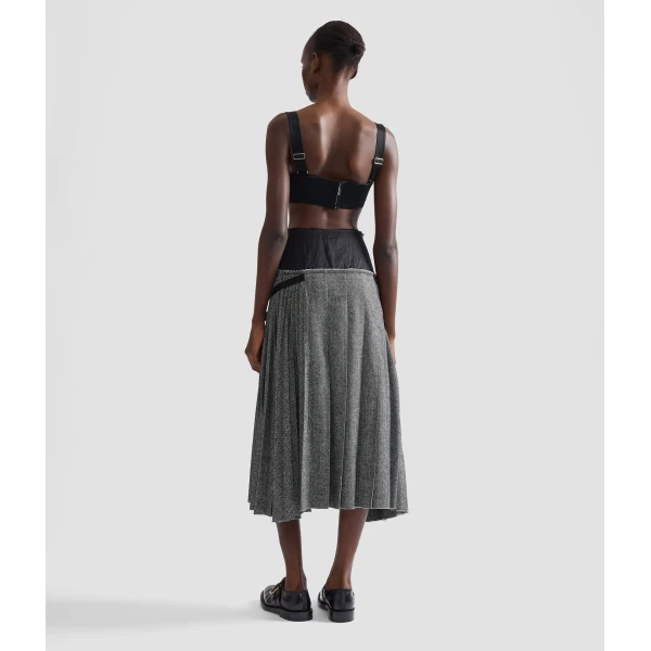 Erdem Herringbone A-Line Pleated Midi Skirt | Pleated Skirts | Coveti