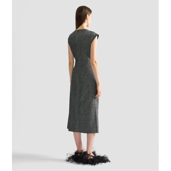 Erdem Herringbone Draped Midi Dress | Midi Dresses | Coveti