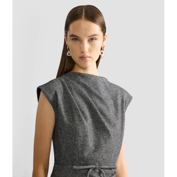 Erdem Herringbone Draped Midi Dress | Midi Dresses | Coveti