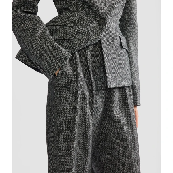 Erdem Herringbone Wide Leg Trouser | Wide leg pants | Coveti