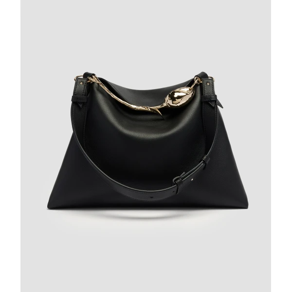 Erdem Large Bloom Bag in Black Grain Leather | Totes & Top-Handle Bags | Coveti