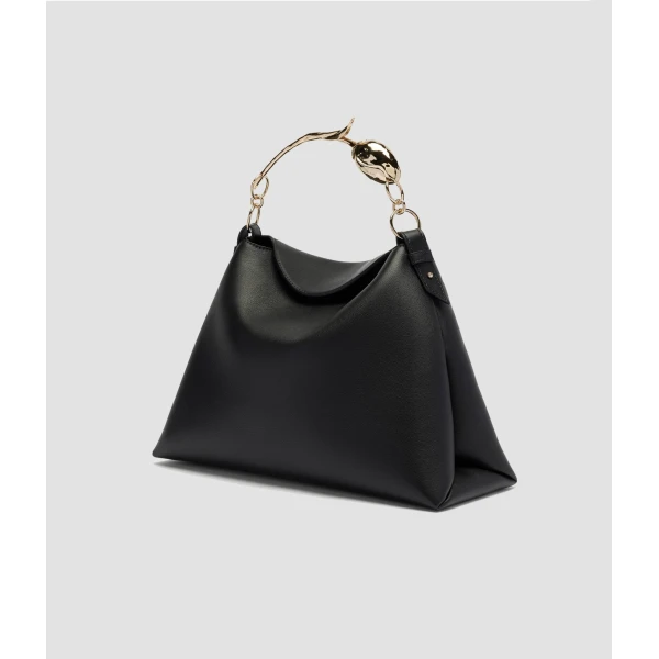 Erdem Large Bloom Bag in Black Grain Leather | Totes & Top-Handle Bags | Coveti