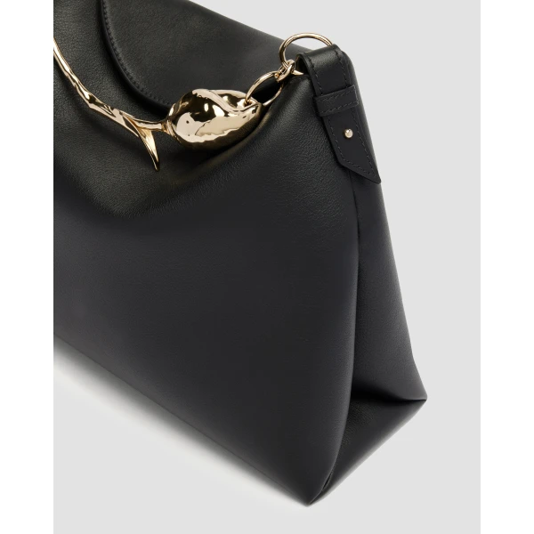 Erdem Large Bloom Bag in Black Grain Leather | Totes & Top-Handle Bags | Coveti