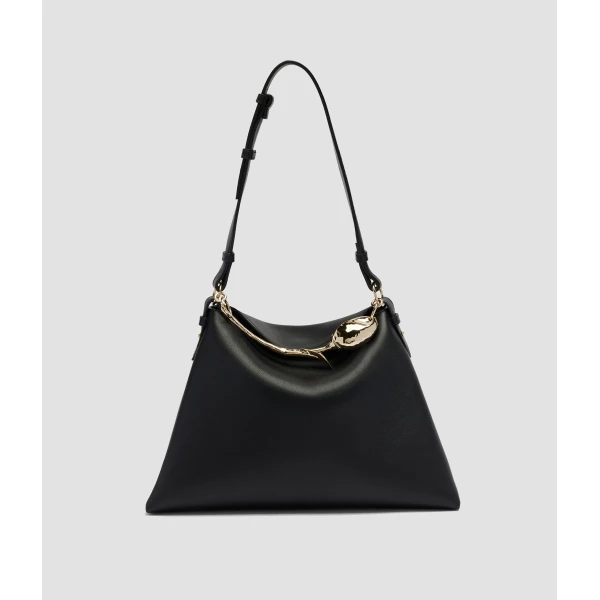Erdem Large Bloom Bag in Black Grain Leather | Totes & Top-Handle Bags | Coveti