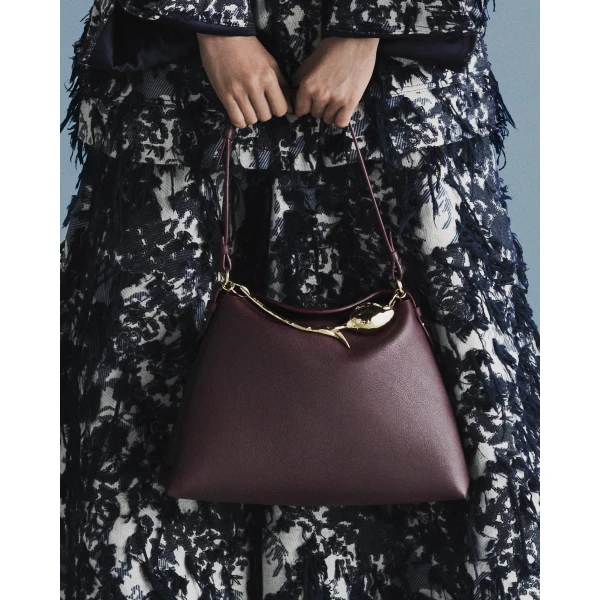 Erdem Large Bloom Bag in Malbec Grain Leather | Totes & Top-Handle Bags | Coveti