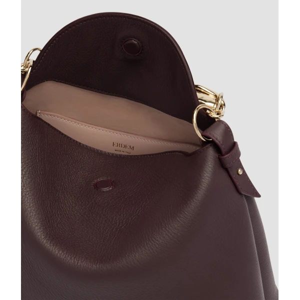 Erdem Large Bloom Bag in Malbec Grain Leather | Totes & Top-Handle Bags | Coveti