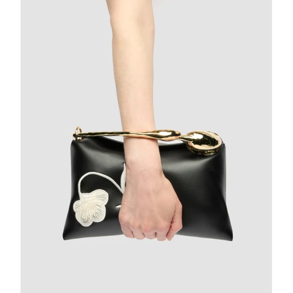 Erdem Midi Bloom Bag in Black Flower Applique Leather | Totes & Top-Handle Bags | Coveti