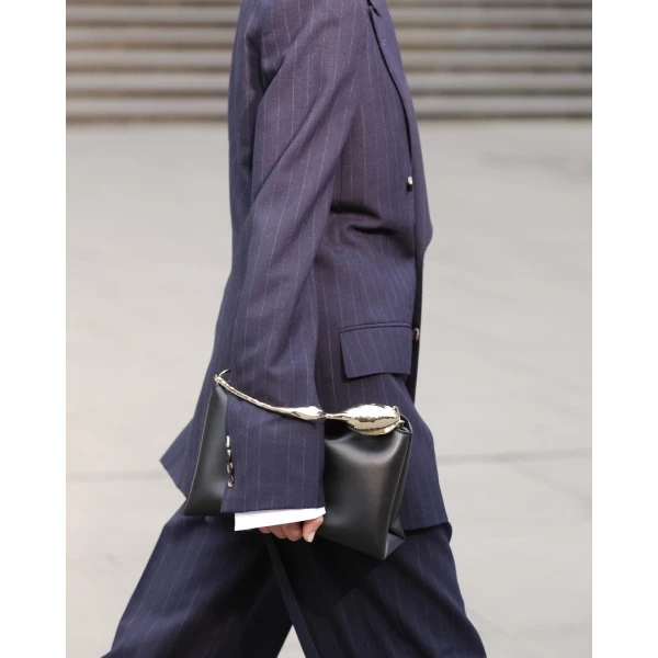 Erdem Midi Bloom Bag in Black Leather | Totes & Top-Handle Bags | Coveti