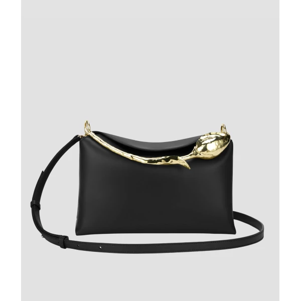 Erdem Midi Bloom Bag in Black Leather | Totes & Top-Handle Bags | Coveti