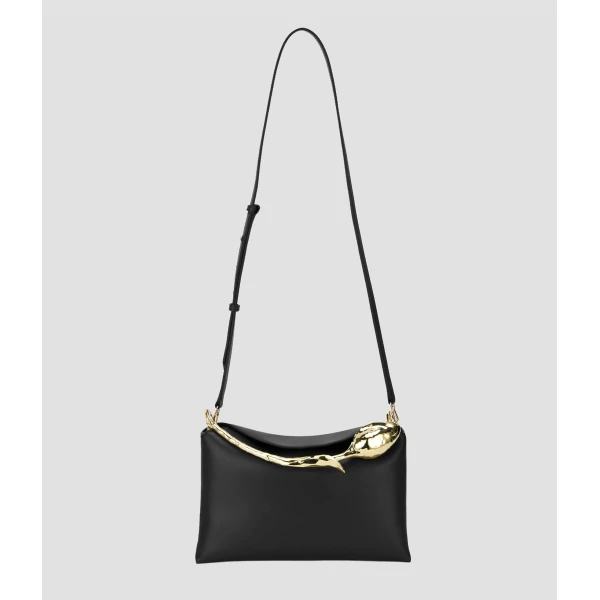Erdem Midi Bloom Bag in Black Leather | Totes & Top-Handle Bags | Coveti