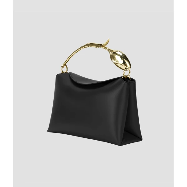 Erdem Midi Bloom Bag in Black Leather | Totes & Top-Handle Bags | Coveti