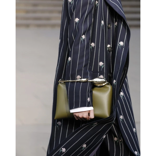 Erdem Midi Bloom Bag in Khaki Leather | Totes & Top-Handle Bags | Coveti