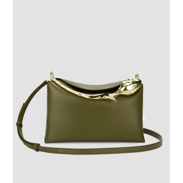 Erdem Midi Bloom Bag in Khaki Leather | Totes & Top-Handle Bags | Coveti