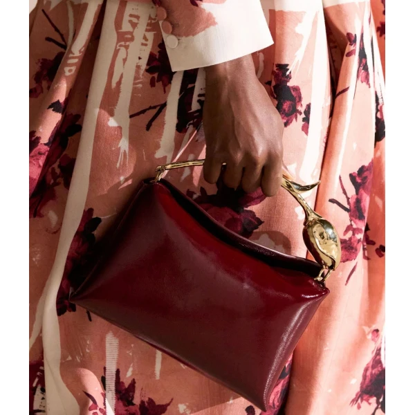 Erdem Midi Bloom Bag in Ruby Patent Leather | Totes & Top-Handle Bags | Coveti