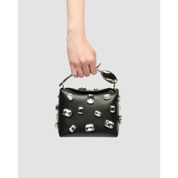 Erdem Mini Bloom Bag in Black Crystal Leather | Mini Bags | Coveti