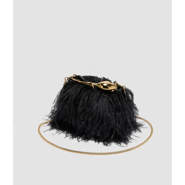 Erdem Mini Bloom Bag in Black Feathers | Mini Bags | Coveti