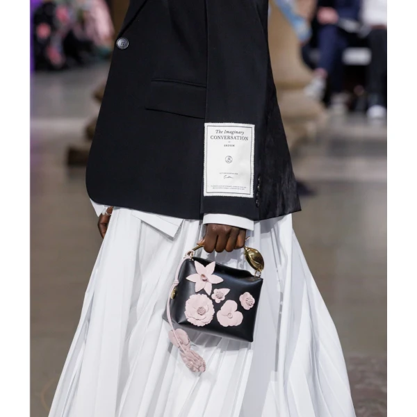 Erdem Mini Bloom Bag in Black Flower Applique Leather | Mini Bags | Coveti