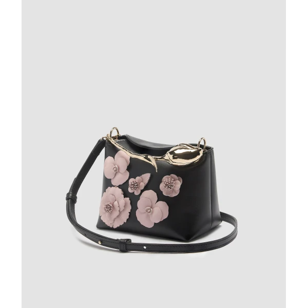 Erdem Mini Bloom Bag in Black Flower Applique Leather | Mini Bags | Coveti