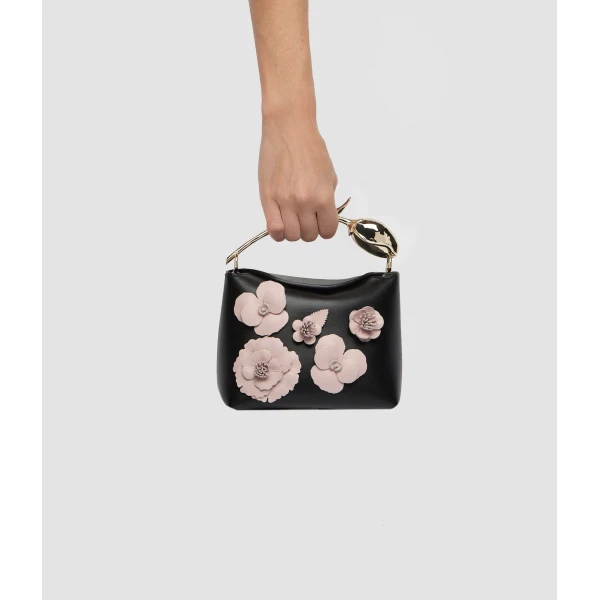 Erdem Mini Bloom Bag in Black Flower Applique Leather | Mini Bags | Coveti