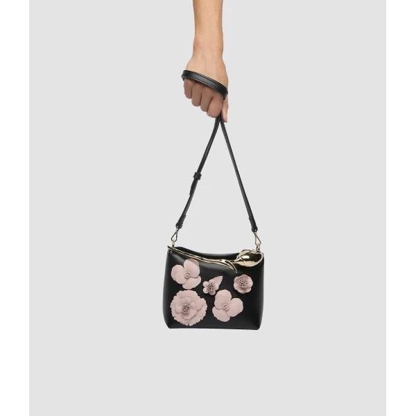 Erdem Mini Bloom Bag in Black Flower Applique Leather | Mini Bags | Coveti