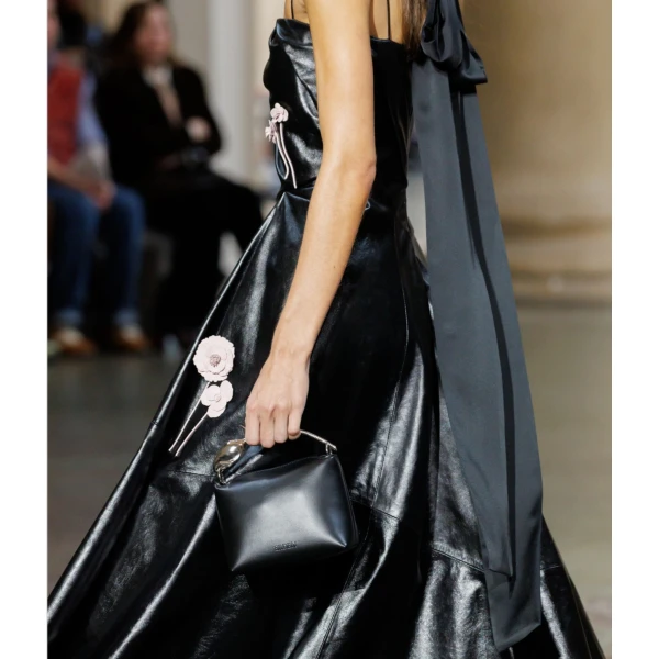 Erdem Mini Bloom Bag in Black Leather and Silver | Mini Bags | Coveti