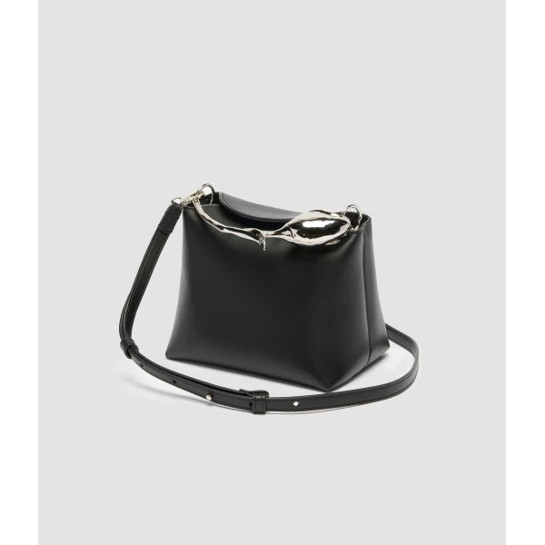 Erdem Mini Bloom Bag in Black Leather and Silver | Mini Bags | Coveti