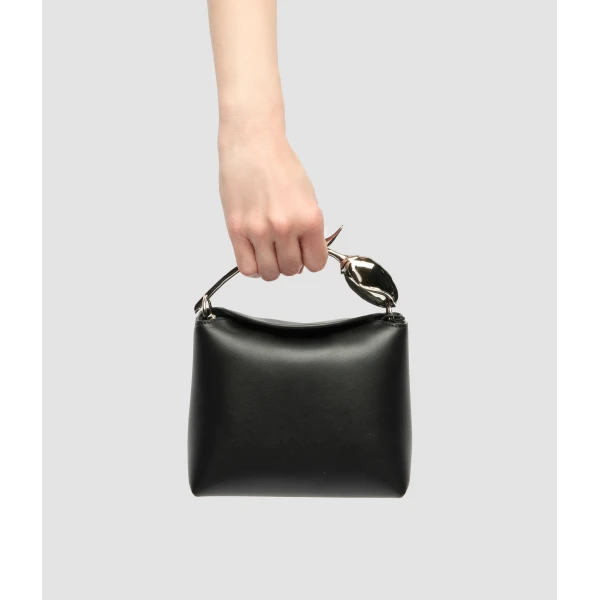 Erdem Mini Bloom Bag in Black Leather and Silver | Mini Bags | Coveti